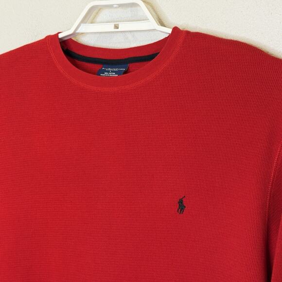 Polo Ralph Lauren Sleep Shirt Mens Sz Large Red 100% Cotton Long Sleeve Thermal - Picture 2 of 6